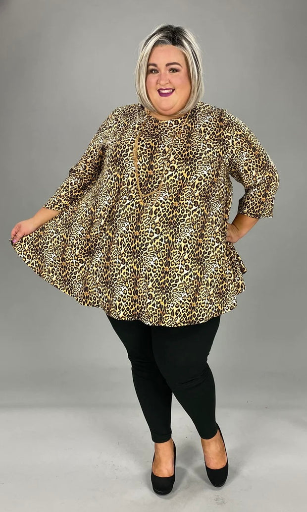 30 PQ-B {Beyond Obsessed} Brown Leopard Print Top EXTENDED PLUS SIZE 3X 4X 5X