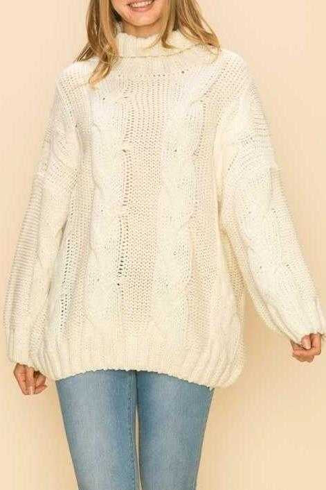 67 SLS-Y {Do It Like You Want} Ivory Cable Knit Sweater PLUS SIZE 1X/2X  2X/3X