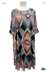34 PSS-B {Be The One & Only} Multi-Color Printed Dress EXTENDED PLUS SIZE 3X 4X 5X
