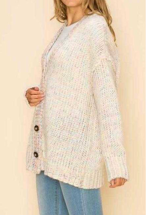 52 OR 37 OT-F {Full Of Cuddles} Oatmeal Buttoned Sweater PLUS SIZE 1X/2X  2X/3X