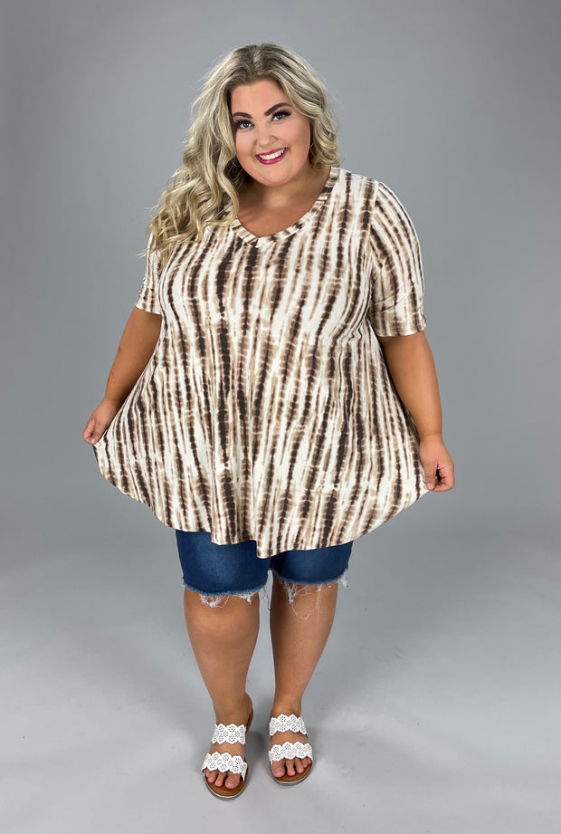 76 PSS-L {Positively Bamboo} Mocha Brown Bamboo Tie Dye EXDTENDED PLUS SIZE 3X 4X 5X