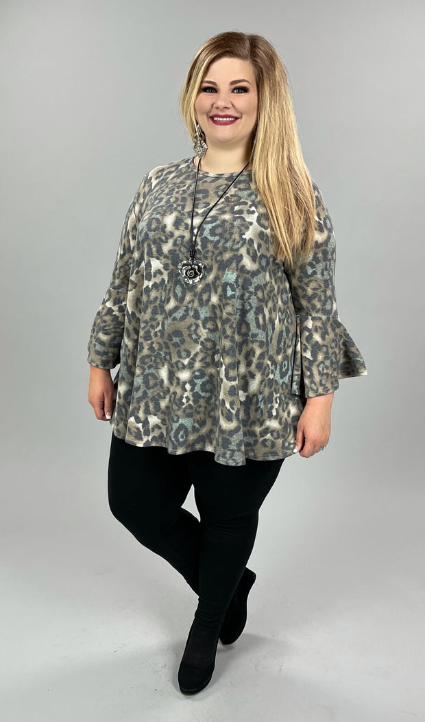 35 PQ-B {What A Dream} ***FLASH SALE***Taupe/Gray Animal Print Top EXTENDED PLUS SIZE 3X 4X 5X