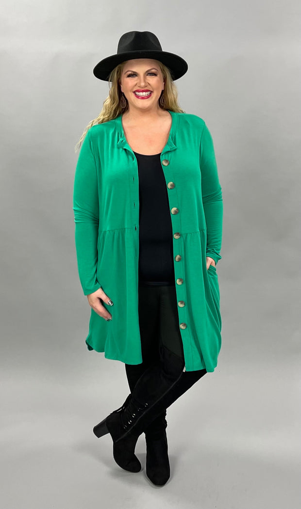 22 SLS-O {This Is Why}  ***FLASH SALE***Green Button Detail Tunic PLUS SIZE XL 2X 3X