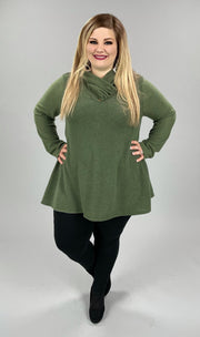 63 OR 36 SD-C {Got My Attention} Olive Detail Neck Top PLUS SIZE 1X 2X 3X