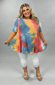 83 OR 44 PSS-E {More Better Time} Red***FLASH SALE*** /Multi Tie Dye Top EXTENDED PLUS SIZE 3X 4X 5X