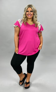 71 CP {Curvy Style}  SALE! Fuchsia Tunic with Floral Contrast PLUS SIZE 1X 2X 3X