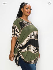 55 PSS-H {Lovely Posing}  Olive Zebra Print Top CURVY BRAND EXTENDED PLUS SIZE 4X 5X 6X