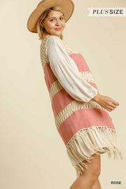 70 OT-C {Lovely Glow} “UMGEE” Sale! Mauve Crochet Vest PLUS SIZE XL 1X 2X