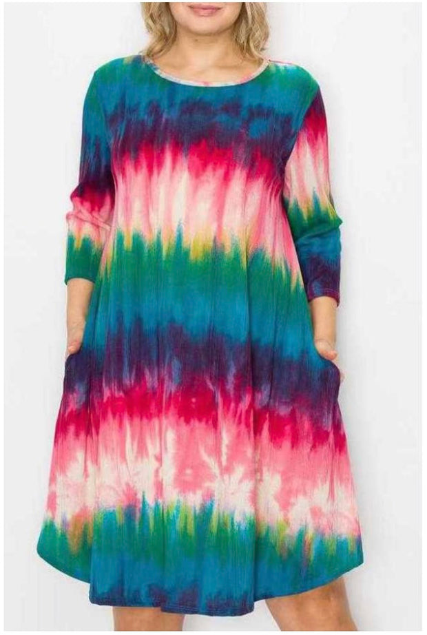 90 PQ-S {Day For Love} Magenta/Multi-Color Print Dress SALE!! PLUS SIZE 1X 2X 3X