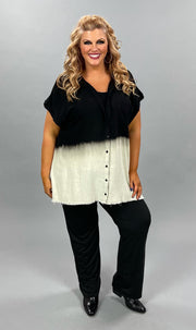 71 PSS {Time To Step Out} "UMGEE" Black Gradient Button up Tunic PLUS SIZE XL 1XL 2XL
