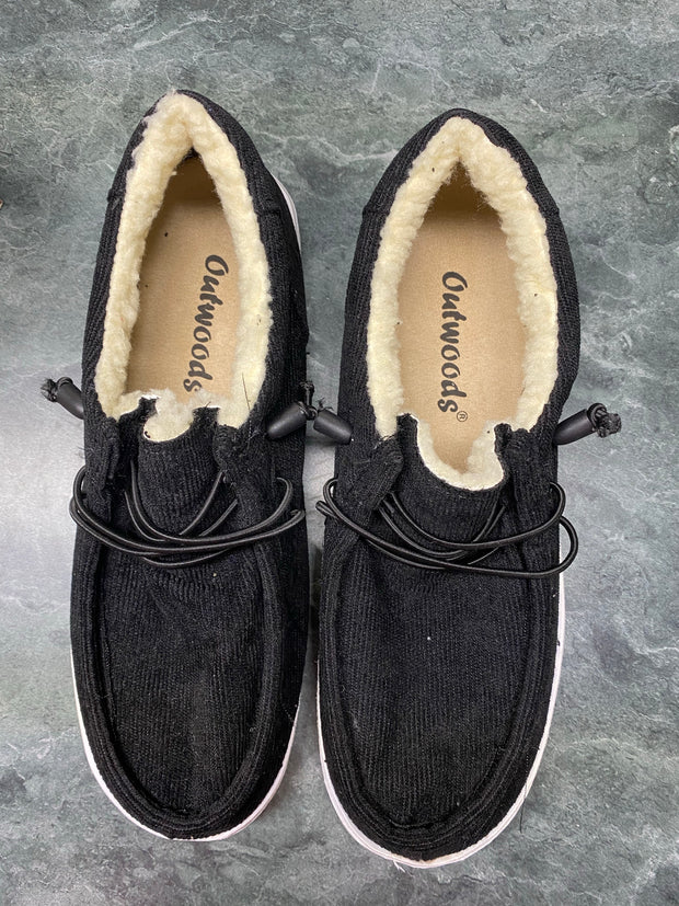 SHOES {Outwoods} Black Shoes w/Faux Fur Detail