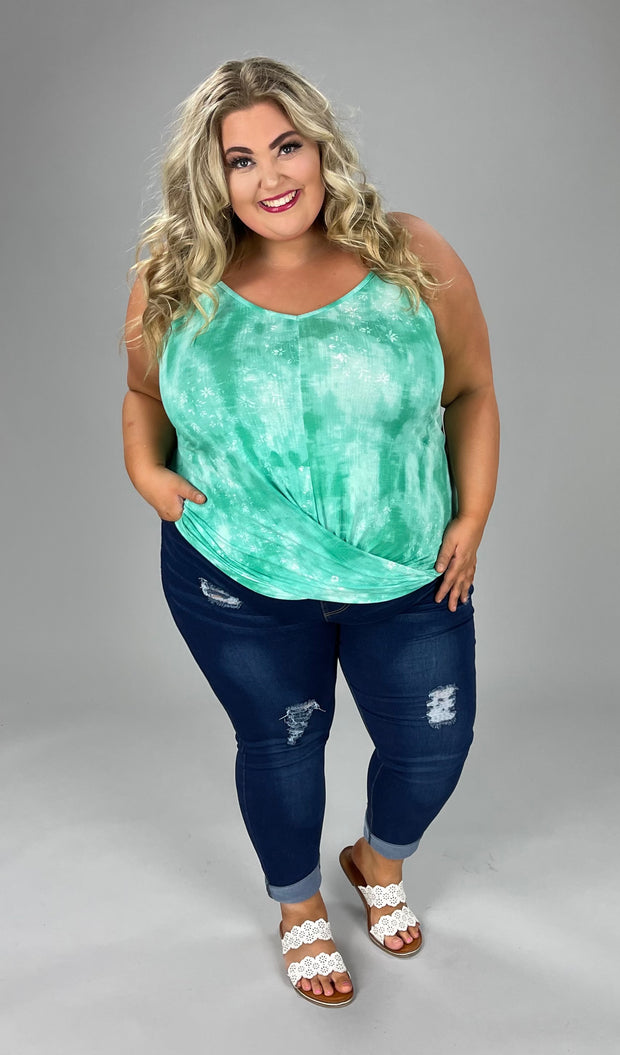 73 SV-A {Forget The Rules} ***SALE*** Green/Ivory Print Top PLUS SIZES 1X 2X 3X