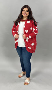 26 OT-A {With All My Heart} ***FLASH SALE*** Red/White Hearts Cardigan PLUS SIZE 1X 2X 3X