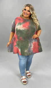 83 OR 44 PSS-C {Once Again} ***SALE***Olive /Multi Tie Dye Top EXTENDED PLUS SIZE 3X 4X 5X