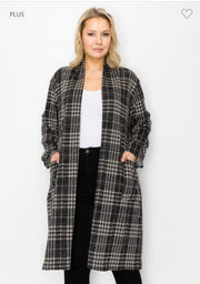 37 OR 44 OT-A {Cozy At Home} Charcoal Plaid Cardigan EXTENDED PLUS SIZE 3X 4X 5X