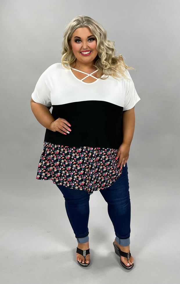 55 CP-A {Crossing Paths} Black/Multi-Color Tiered Top EXTENDED PLUS SIZE 4X 5X 6X