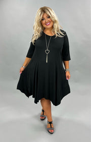 86 SQ-C {Vision of Elegance} BLACK Dress Asymmetrical Hem CURVY BRAND!!  EXTENDED PLUS SIZE 3X 4X 5X 6X