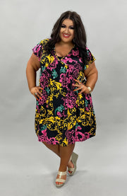 28 OR 31 PSS-Z {Love Is In The Air} ***SALE***Black/Multi Damask Print Dress PLUS SIZE 1X 2X 3X