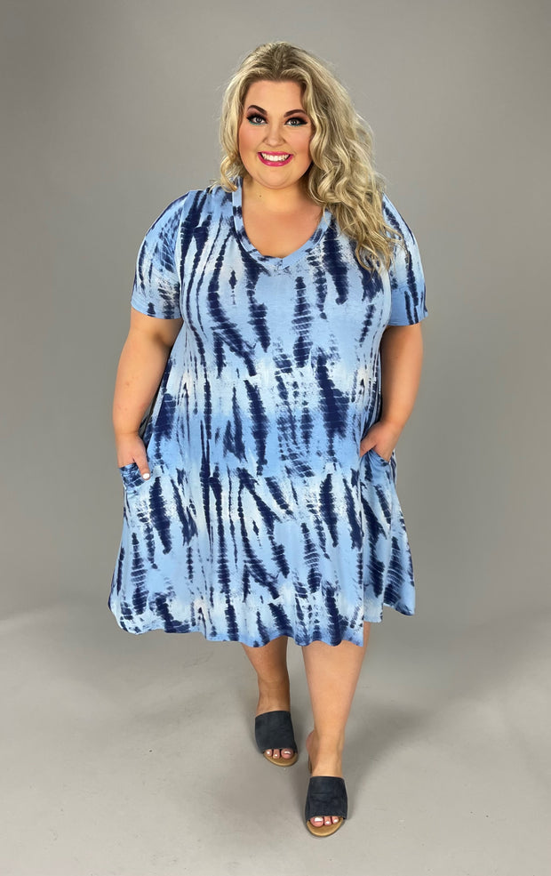 80 PSS-A {Time To Rise} Blue Bamboo Print Dress EXTENDED PLUS 3X 4X 5X