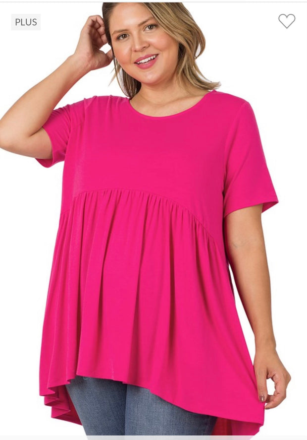 43 SSS-P {Feeling The Love} Hot Pink ***SALE***Babydoll Tunic PLUS SIZE 1X 2X 3X