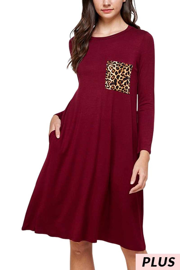 24 CP-T {Wish You Would} Burgundy Leopard Detail Dress PLUS SIZE XL 2X 3X