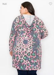 52 OT-Y {Always In The Know} Multi-Color Cardigan w/Hood CURVY BRAND!!! EXTENDED PLUS SIZE 3X 4X 5X 6X