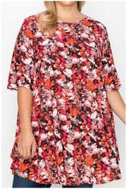 27 PSS-Y {Crossing Meadows} Red Floral Print Top EXTENDED PLUS SIZE 3X 4X 5X