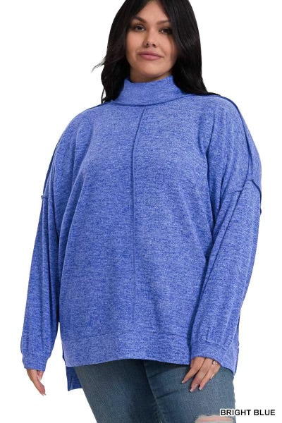 45 SLS-F {My Favorite Sweater} Bright Blue Fleece Sweater PLUS SIZE 1X 2X 3X