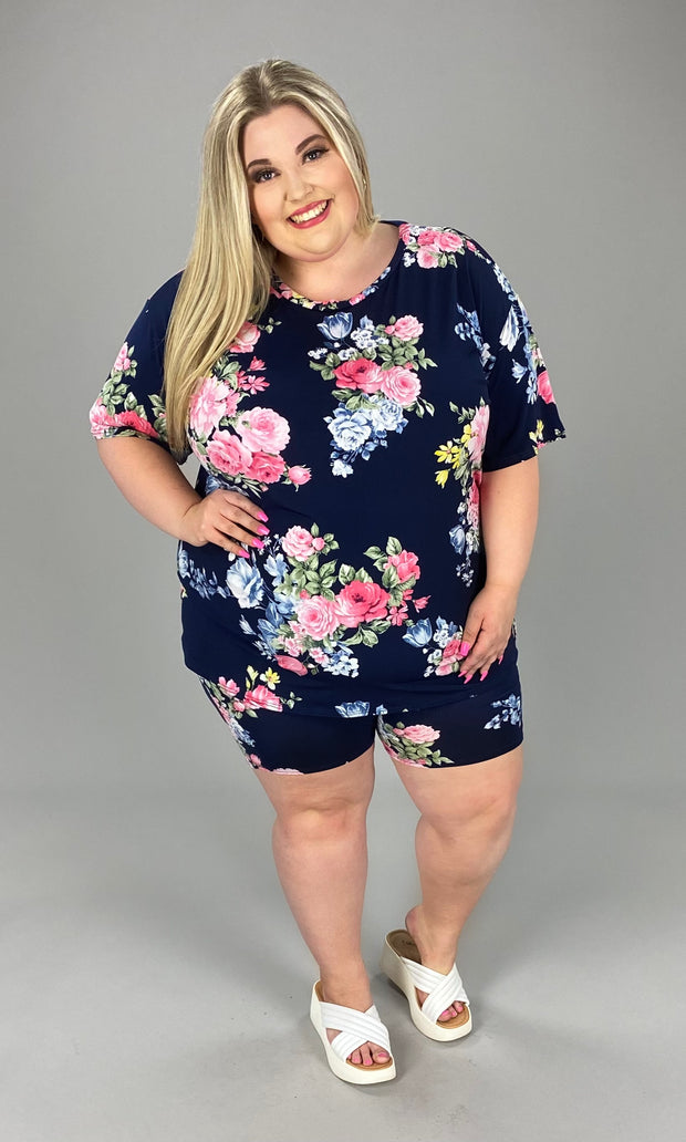 32 SET-F {Lovely Lounging} Navy Floral Loungewear Set EXTENDED PLUS SIZE 3X 4X 5X
