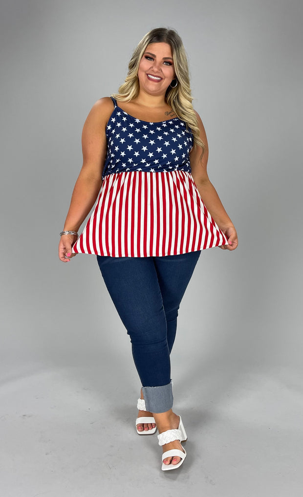 30 SV-A {Land of the Brave} ***SALE***American Flag Babydoll Tunic