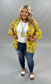 65 OT-F {Flowers In Sunshine} Yellow Floral Printed Cardigan PLUS SIZE***SALE***