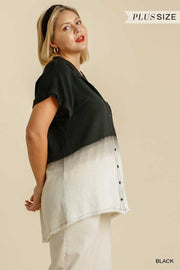 71 PSS {Time To Step Out} "UMGEE" Black Gradient Button up Tunic PLUS SIZE XL 1XL 2XL
