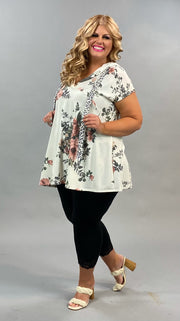 66 CP-O {It's Your Time}***SALE*** Floral Babydoll Top with Hood PLUS SIZE 1X 2X 3X