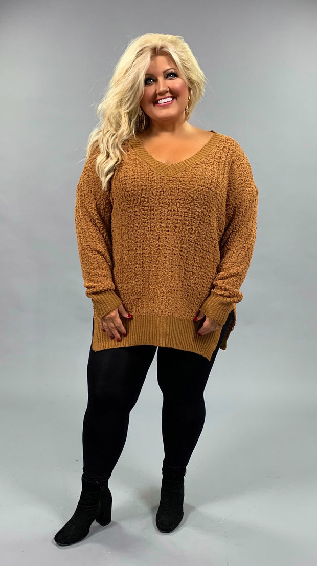 SLS-D {My Best Life} Coffee Cable Popcorn V-Neck Sweater ***FLASH SALE***