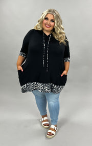 21 HD-A {Party At Curvy} Black Leopard ***FLASH SALE*** Contrast Hoodie CURVY BRAND!! EXTENDED PLUS SIZE 3X 4X 5X 6X
