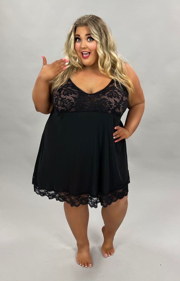 29 OR BT-A {Got What You Need} Black Lace Chest Lingerie Gown CURVY BRAND EXTENDED PLUS SIZE 1X 2X 3X 4X 5X 6X***FLASH SALE***