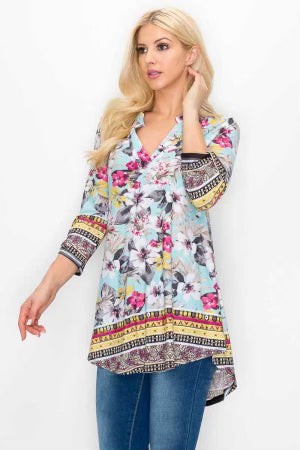 61 PQ-A {Truly Sweet} Multi-Color Floral Tunic PLUS SIZE 1X 2X 3X