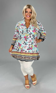 61 PQ-A {Truly Sweet} Multi-Color Floral Tunic PLUS SIZE 1X 2X 3X