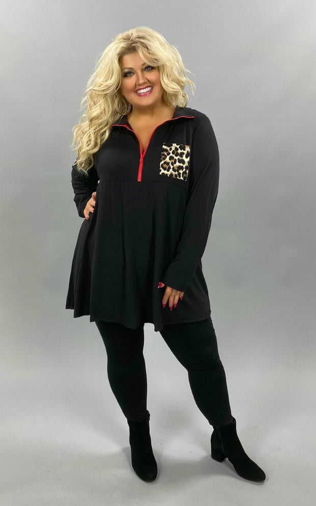 29 OR 57 SD-B {Show Out} ***FLASH SALE*** Black/Leopard Tunic And Red Zipper CURVY BRAND!! EXTENDED PLUS SIZE 3X 4X 5X 6X