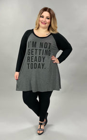 27 GT-E {Not Ready} Black & Charcoal "Not Ready" Graphic Tee CURVY BRAND EXTENDED PLUS SIZE 1X 2X 3X 4X 5X 6X