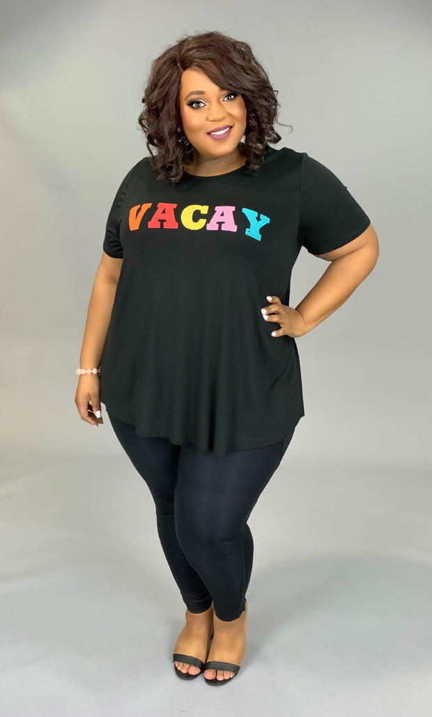 74 GT {One More Day} VACAY Black Graphic Tee Colorful Letters CURVY BRAND EXTENDED PLUS SIZE SIZE 3X 4X 5X 6X