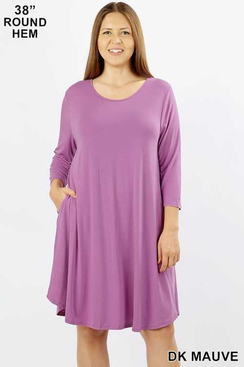 FLASH SALE!! 50 SQ-F (Simply Cute) Solid Lilac Tunic with Pockets 1X 2X 3X Plus Size