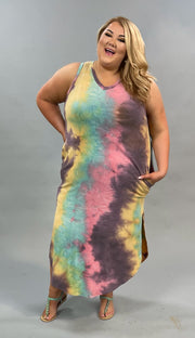 LD-A {My Rainbow}  SALE! Tie Dye V-Neck Maxi Dress PLUS SIZE 1X 2X 3X