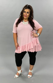 64 SSS-F {Spring Crush} ***FLASH SALE*** PINK Tunic with Ruffle Detail PLUS SIZE 1X 2X 3X