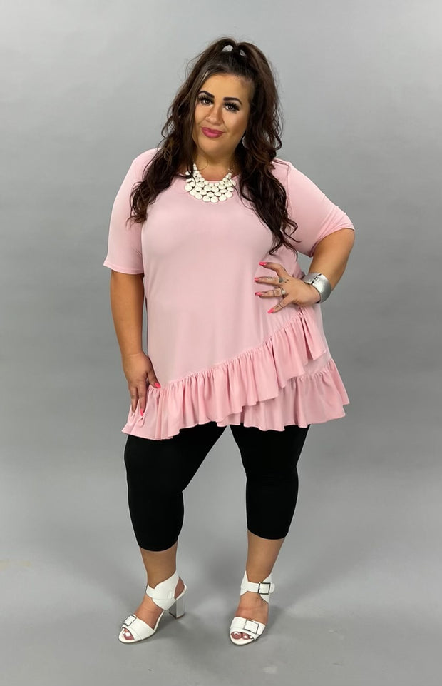 64 SSS-F {Spring Crush} ***FLASH SALE*** PINK Tunic with Ruffle Detail PLUS SIZE 1X 2X 3X