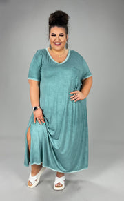 LD-E {Sweet Charm} UMGEE Dusty Teal Mineral Washed Dress PLUS SIZE XL 1X 2X