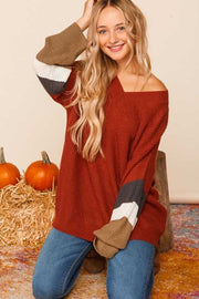 23 CP-O {The Days} Rust ***FLASH SALE*** Colored Sleeve Sweater PLUS SIZE XL 2X 3X