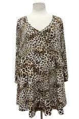 20 PQ-Z {Scattered Dreams} Leopard Print V-Neck Top EXTENDED PLUS SIZE 3X 4X 5X