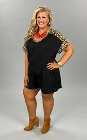 71 RP {Call of the Wild} SALE!  "UMGEE" Black Romper with Leopard Accents PLUS SIZE XL 1XL 2XL