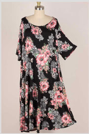 72 PSS-I {A Little Bit of Lace} Black Floral Dress Extended Plus 3X 4X 5X